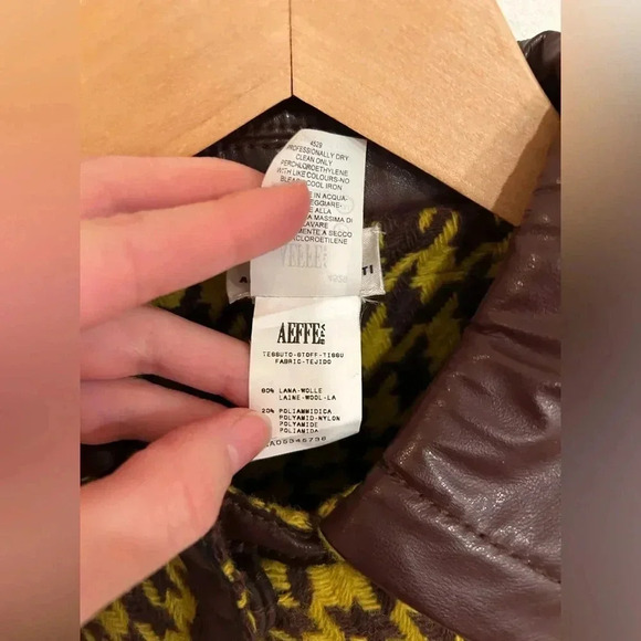 VTG PHILOSOPHY DI ALBERTA FERRETTI Wool houndstooth leather Skirt Jacket Set S - Picture 10 of 16